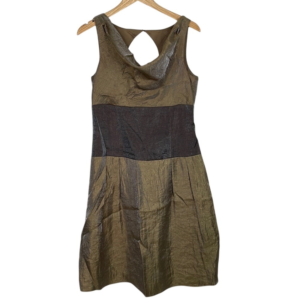 Adrianna Papell A-line‎ Sleeveless Dress sz 10 Metallic Brown